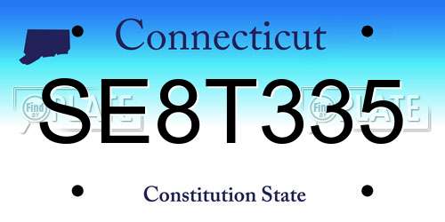 SE8T335 Connecticut License Plate