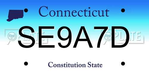 SE9A7D Connecticut License Plate