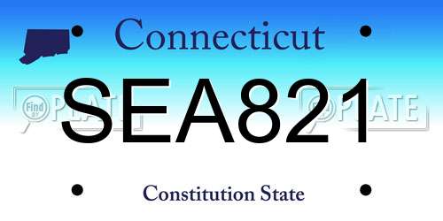 SEA821 Connecticut License Plate
