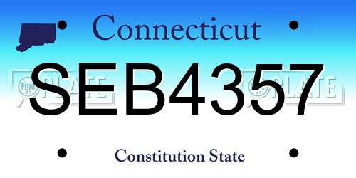 SEB4357 Connecticut License Plate