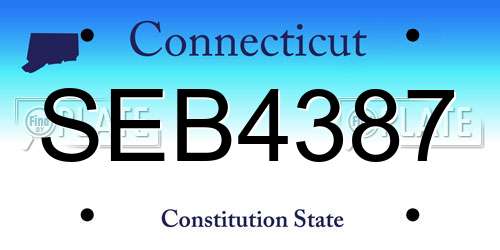 SEB4387 Connecticut License Plate