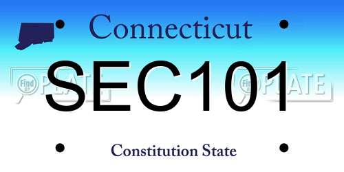 SEC101 Connecticut License Plate