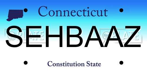 SEHBAAZ Connecticut License Plate