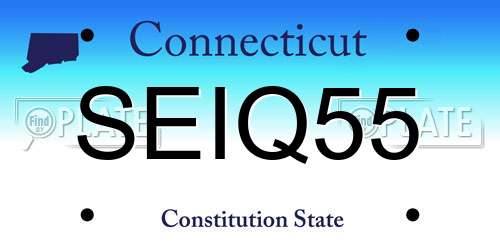 SEIQ55 Connecticut License Plate
