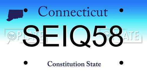 SEIQ58 Connecticut License Plate