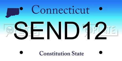SEND12 Connecticut License Plate