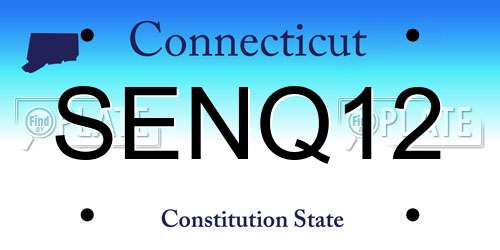 SENQ12 Connecticut License Plate