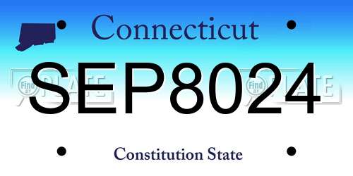 SEP8024 Connecticut License Plate