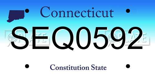 SEQ0592 Connecticut License Plate