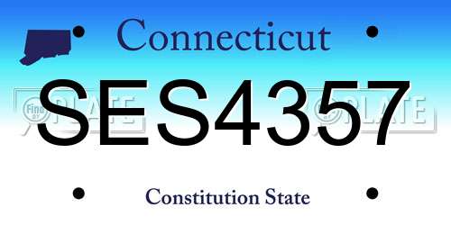 SES4357 Connecticut License Plate