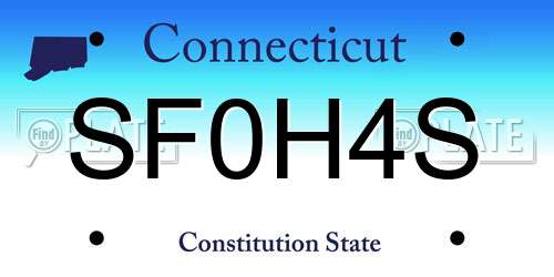 SF0H4S Connecticut License Plate