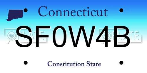SF0W4B Connecticut License Plate