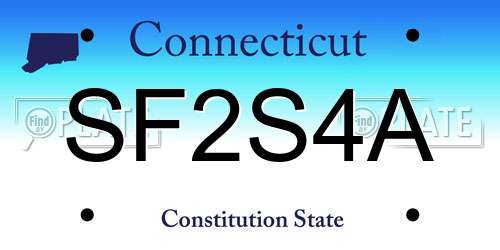 SF2S4A Connecticut License Plate