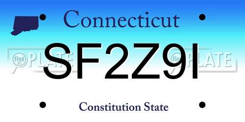 SF2Z9I Connecticut License Plate