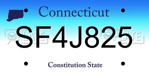 SF4J825 Connecticut License Plate