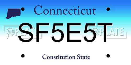 SF5E5T Connecticut License Plate