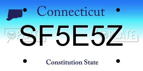 SF5E5Z Connecticut License Plate