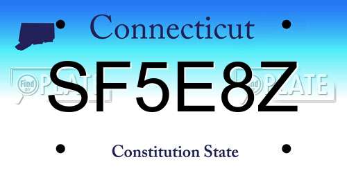 SF5E8Z Connecticut License Plate