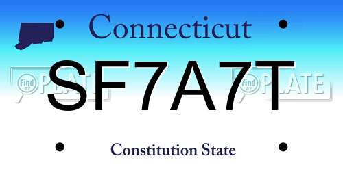 SF7A7T Connecticut License Plate