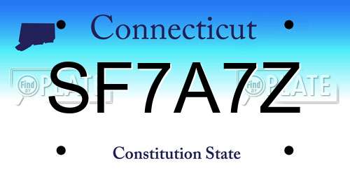 SF7A7Z Connecticut License Plate