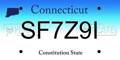 SF7Z9I Connecticut License Plate