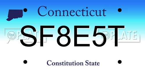 SF8E5T Connecticut License Plate
