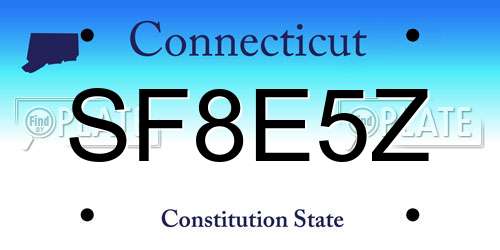 SF8E5Z Connecticut License Plate
