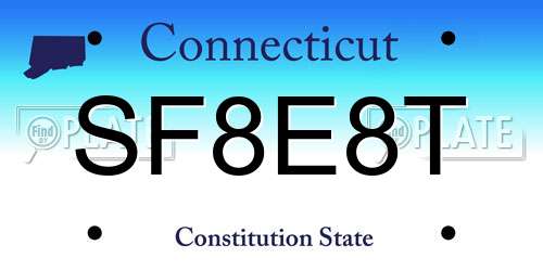 SF8E8T Connecticut License Plate