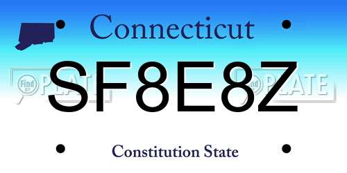 SF8E8Z Connecticut License Plate
