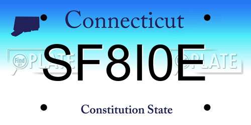 SF8I0E Connecticut License Plate