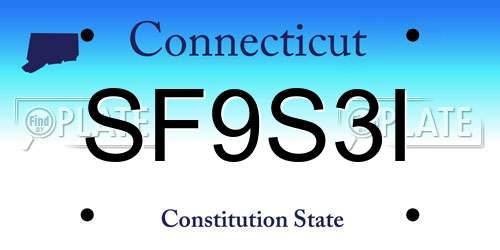 SF9S3I Connecticut License Plate