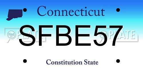 SFBE57 Connecticut License Plate