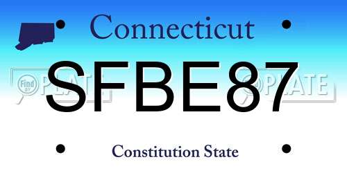 SFBE87 Connecticut License Plate