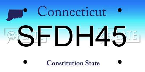 SFDH45 Connecticut License Plate