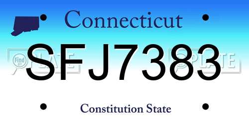 SFJ7383 Connecticut License Plate