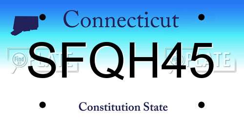SFQH45 Connecticut License Plate