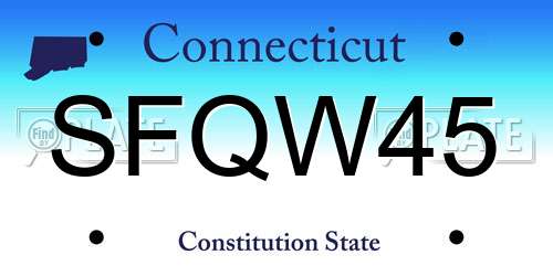 SFQW45 Connecticut License Plate