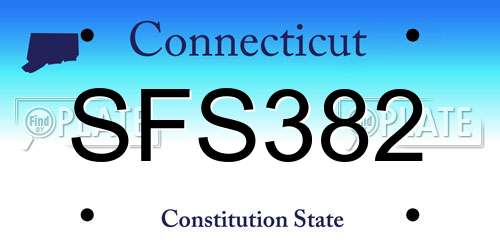 SFS382 Connecticut License Plate