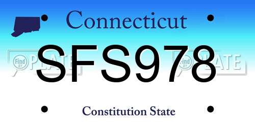 SFS978 Connecticut License Plate