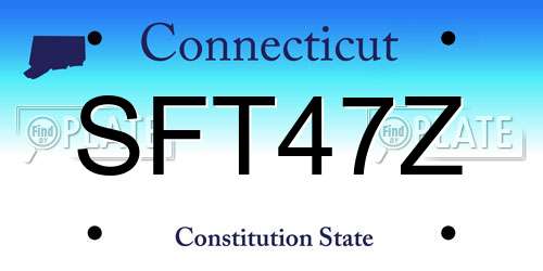 SFT47Z Connecticut License Plate