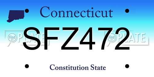 SFZ472 Connecticut License Plate