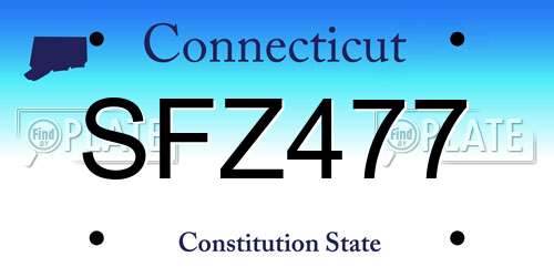 SFZ477 Connecticut License Plate