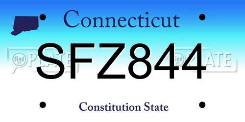 SFZ844 Connecticut License Plate