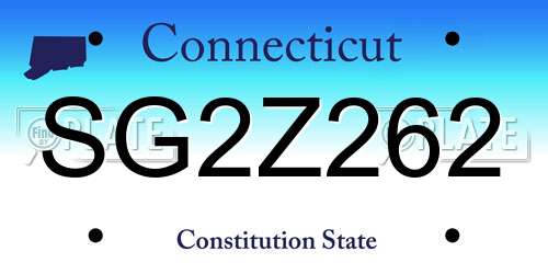 SG2Z262 Connecticut License Plate
