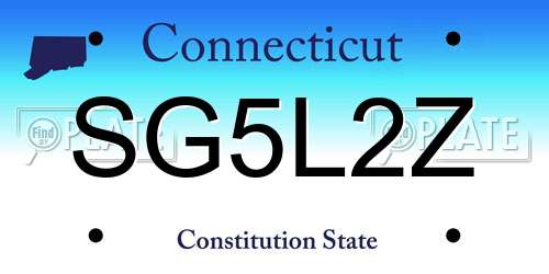 SG5L2Z Connecticut License Plate