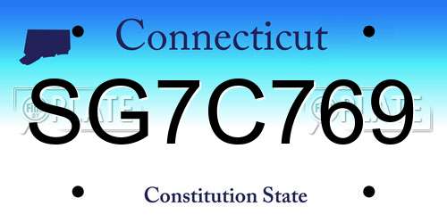 SG7C769 Connecticut License Plate
