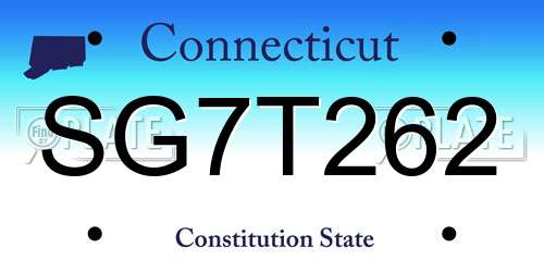 SG7T262 Connecticut License Plate