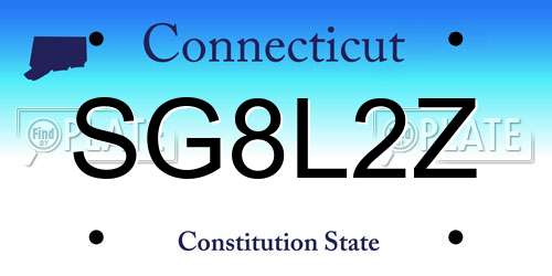 SG8L2Z Connecticut License Plate