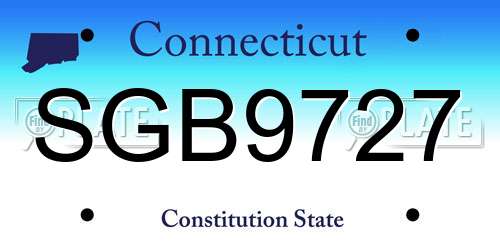 SGB9727 Connecticut License Plate