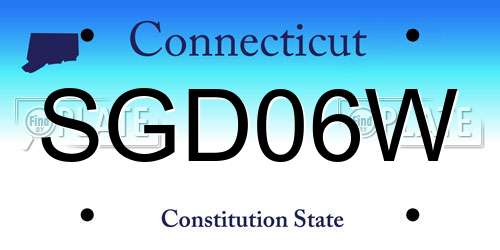 SGD06W Connecticut License Plate